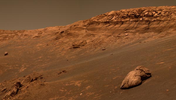 Endurance Crater from the inside. Image credit NASA/JPL.