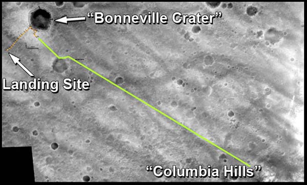 Bonneville crater - color - closeup.  Image credit NASA/JPL. 